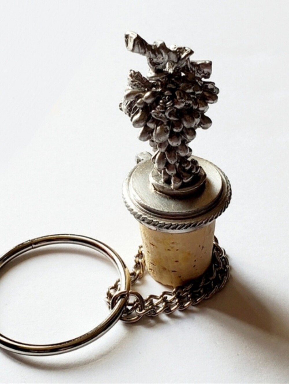 Solid pewter & Cork Bottle Stopper - Bunch of Grapes